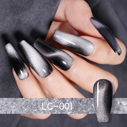 Cat Eye Gel Nail Polish Magnetic Aurora Glitter 8pcs Black Crystal Semi-Permanent Nail Art Gel No Base Color Required 0.24oz Each