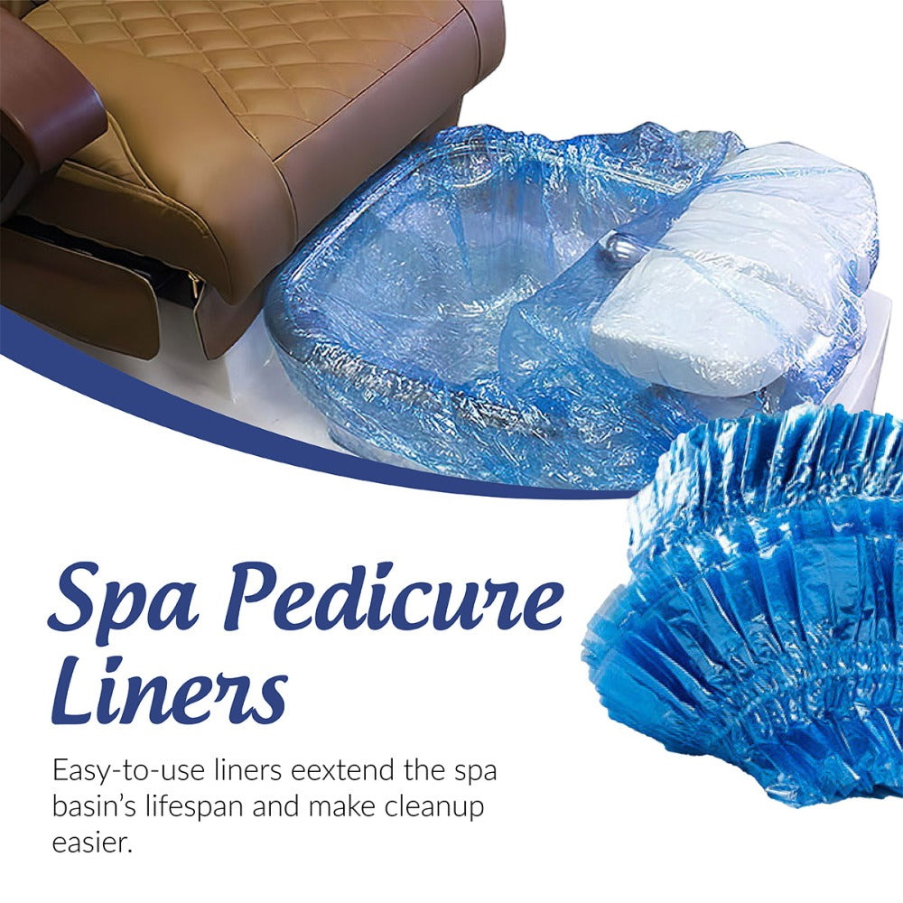 400 Count Pedicure Liners Disposable – XL Blue Spa Pedicure Bowl Liners 48'' x 48'' x 9.5 Mic – Plastic Foot Spa Liners for Chair, Tub, Salon Use