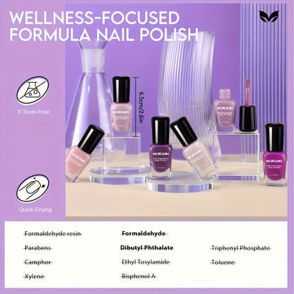 Nail Polish Set 6 Colors Quick Dry Long-Lasting – Hot Pink, Rose Red, Lilac Purple, Nude Pink, Lavender & Violet High Gloss 0.25oz, Chip-Resistant Nail Polish Gift Set for Women Teens Girls