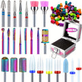 A Set Of Nail Tools And Grinding Heads Advanced Grinding Head Set - for Nail Enhancement, Grinding, Gel And Polishing Drills, with Multi-color Abrasive Belt, Tungsten Steel Ceramic Drill Bit And Storage Box