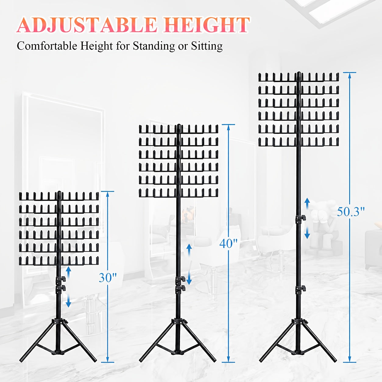 [Hair Extension Holder] Braiding Hair Rack Standing Hair Extension Holder Hanger, 144 Pegs Hair Divider Rack For Braiding Hair Separator Stand Display Stand