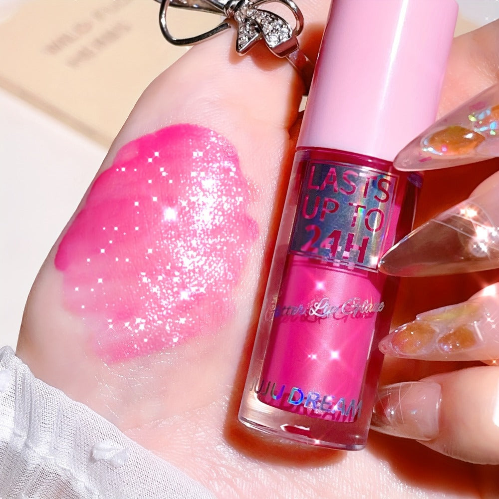 Lip Gloss & Lip Stain Set — Waterproof 24H Long-Lasting, Glitter Shine, Moisturizing Lip Oil, Berry Coral Pink Red Shades, High-Impact Color for Festivals & Everyday Glam