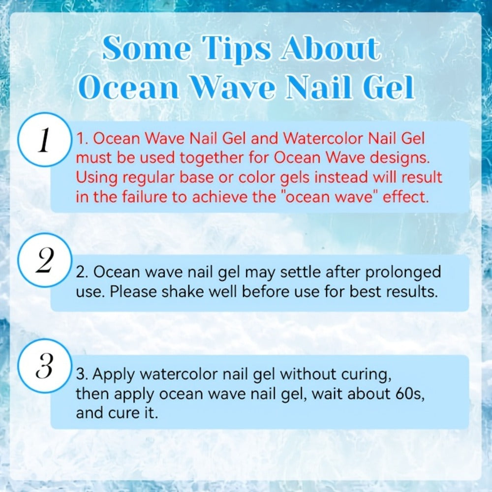 NICOLE DIARY 0.51oz Blue Sea Wave Bubble Gel Nail Polish - Marble Watercolor Ink Nail Art, at Home, Long-Lasting Glossy End, No Resin Remover Needed