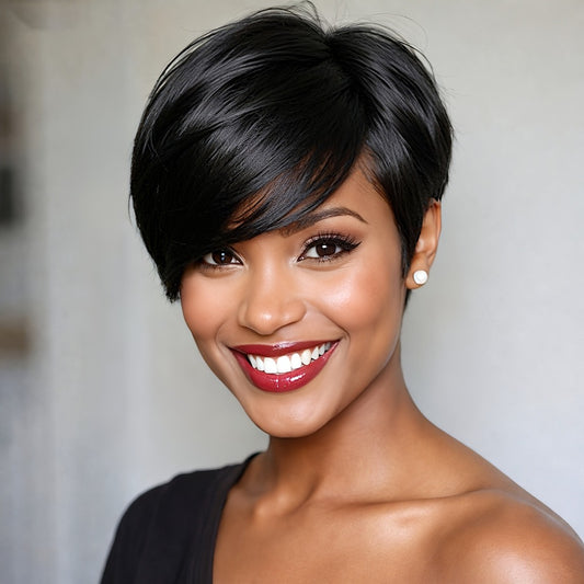 Local Warehouse Short Wigs for Women Synthetic Short Wigs Short Pixie Cut Hairstyle Wigs Short Black Fashion Wigs Chic Costume Wigs for Halloween Christmas Party & Daily Wigs Wear Wigs Easy-to-Wear Beginner Friendly