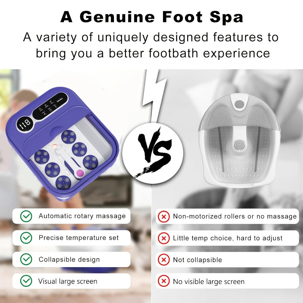 Collapsible Foot Spa And Massager With Heater And Temperature Control, Foot Bath Bowl With Bubbles, Six Massage Rollers, Vibration And Red Light, Foot Soak. Best Mothers Day Gifts