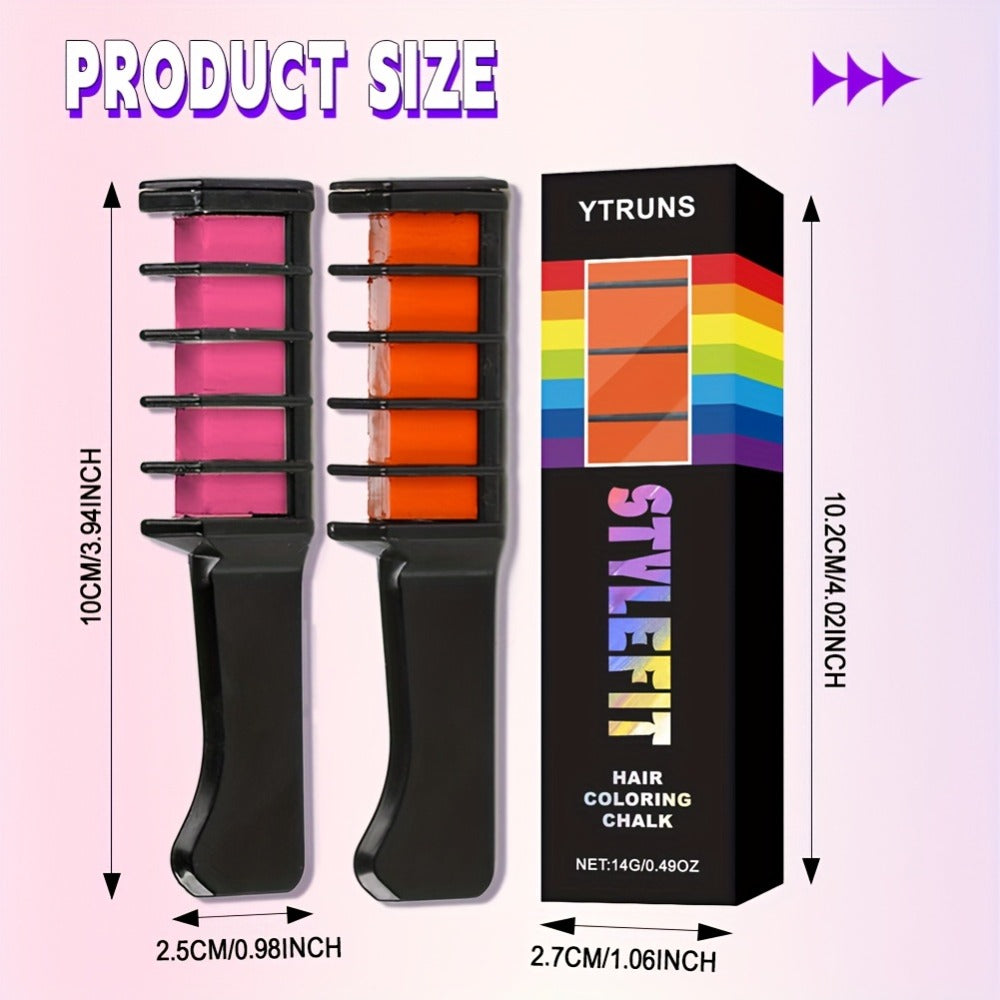14-Color Hair Dye Chalk Comb - Temporary Washable, Plant-Based Squalane & Glycerin, Perfect for Creative Styles & Parties, YTRUNS Hair Styling Tool, Temporary Hair Color | Vibrant Hair Dye | Glycerin Based Dye