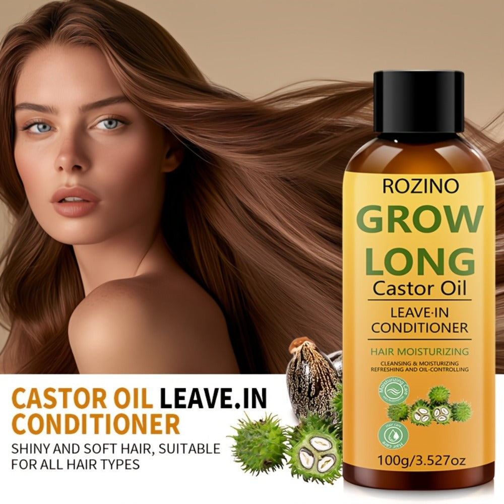 Castor Oil Hair Conditioner 100ml - Deep Repair Thickening Scalp Treatment for Dry Damaged Thinning Hair - Strengthens Roots Removes Dandruff Controls Oil & Prevents Hair Loss for All Hair Types