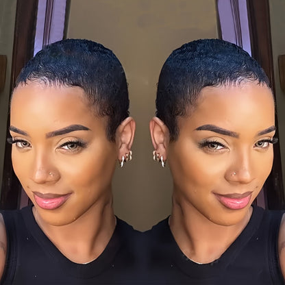 Human Hair Pixie Cut Wig for Women — Brazilian Deep Wave Short Wig with Bangs, 150% Density, Glueless Rose Net Cap, Natural Layered Style, Daily & Party Wear, All Occasions