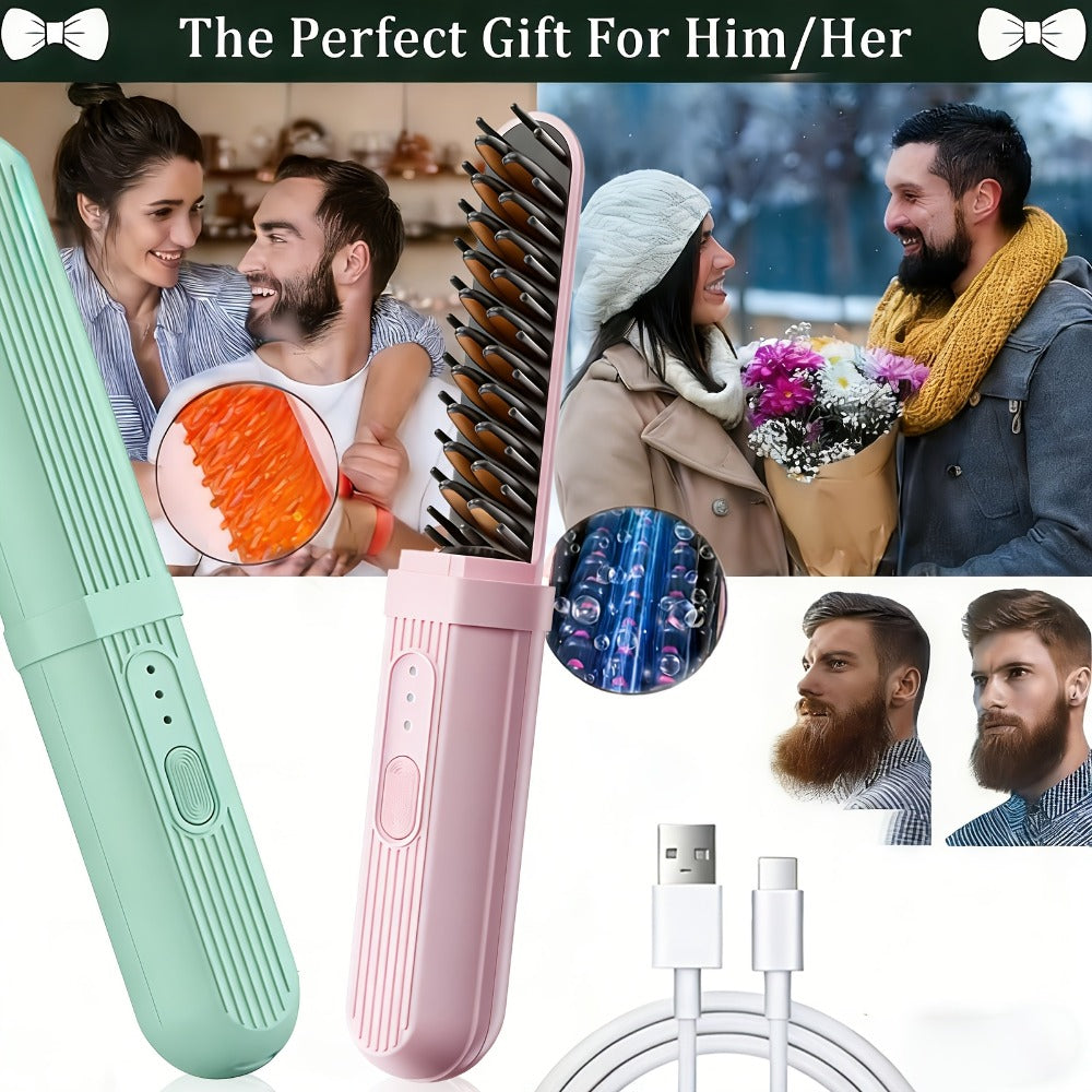 Portable Mini Cordless Curling Iron for Curling And Straightening, Ceramic Mini Hair Curler with 4 Adjustable Temperature, USB Rechargeable for Travel, Fashion Styling Tools, Mother'S Day Birthday Christmas Gift