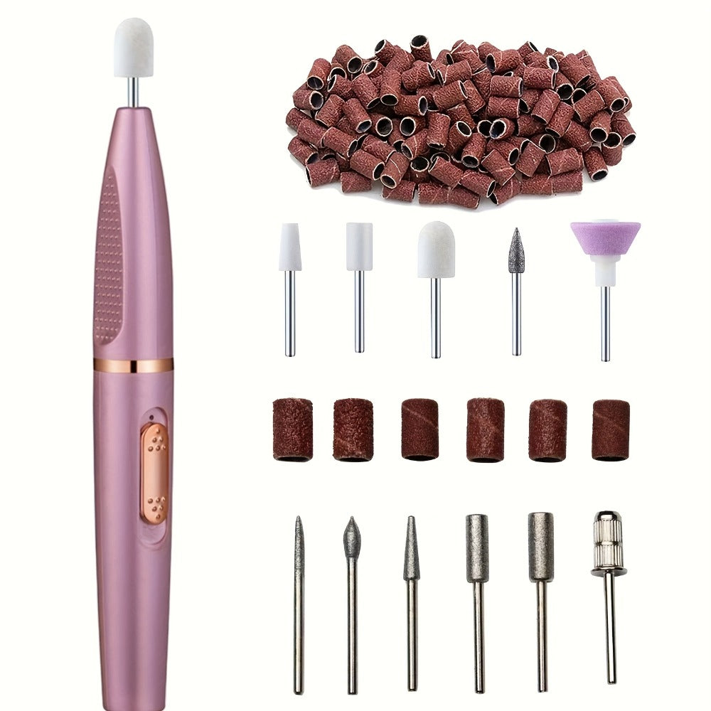 Portable Electric Nail Grinder With Acrylic Kit | Professional Variable Speed File - 11 Replaceable Heads For Gel Nails & Manicure - Buffing & Remover Tool