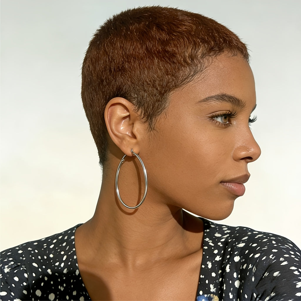 Pixie Cut Human Hair Wig for Women, 4 Inch 180% Density Real Human Hair, Machine Made, No Glue Needed, Natural Realistic Look, Lightweight Breathable Elastic Net Cap, Comfortable All-Day Wear
