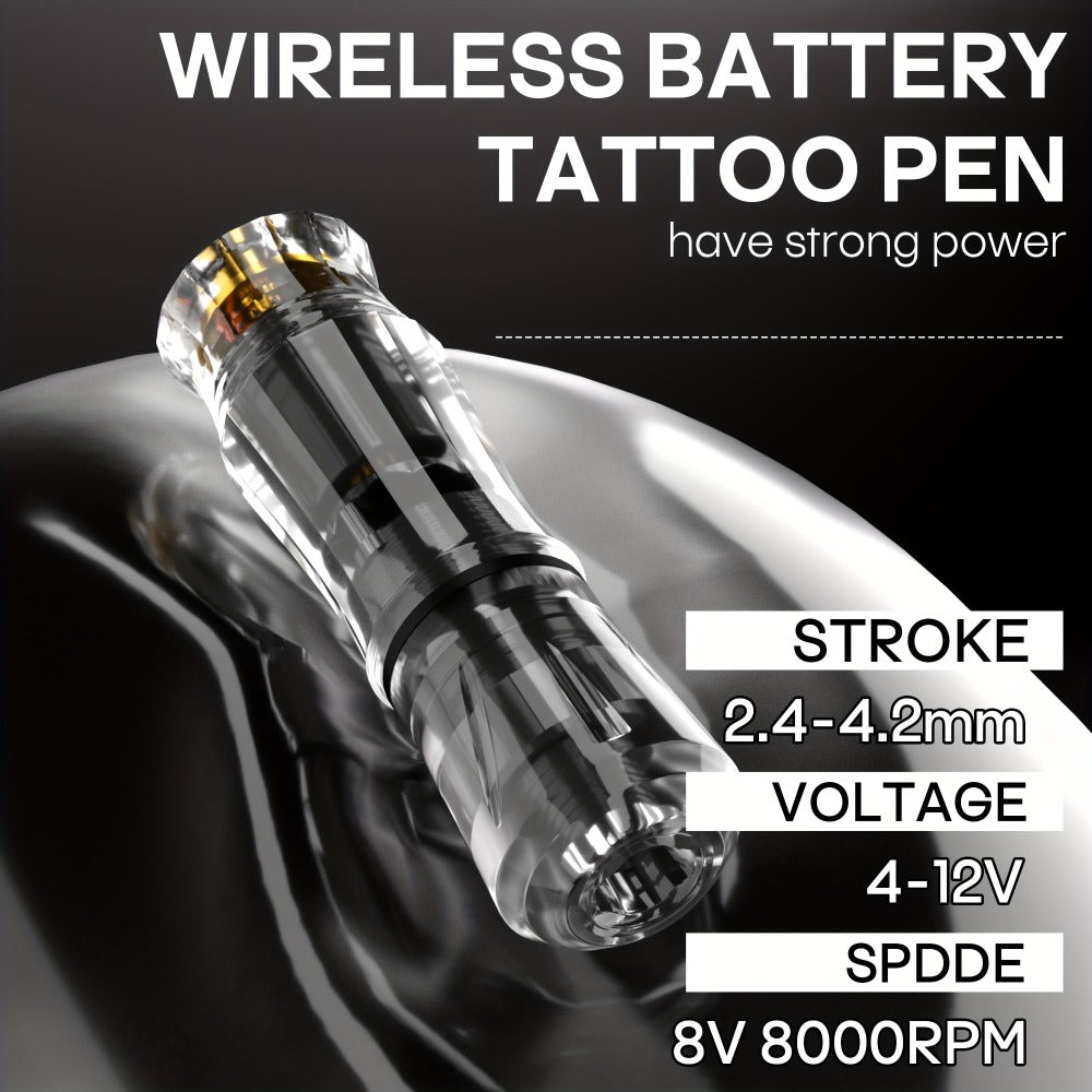 Wireless Tattoo Machine Kit Complete Set Rotary Tattoo Pen with 1400mAh Battery Digital Display 10 Cartridge Needles 6 Inks Practice Skin Beginner & Pro