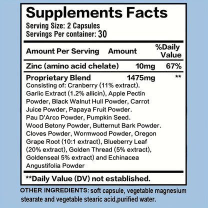 Colon Cleanse & Intestinal Health Supplement with Black Walnut Wormwood Powder & Herbal Extracts | Gut Detox Parasite Cleanse & Digestive Support | 60 Softgels 30-Day Supply