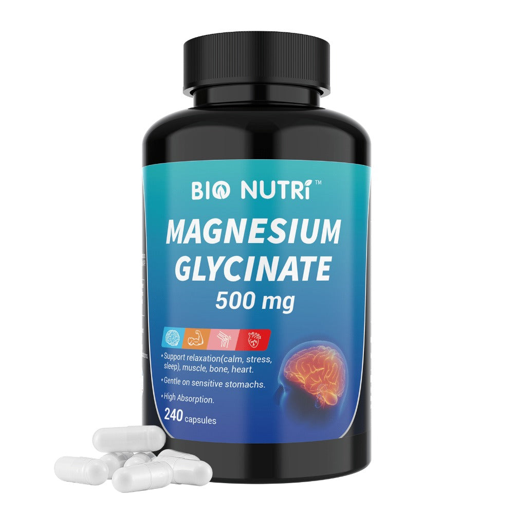 Magnesium Glycinate 500mg 240 Capsules Magnesium Glycinate Capsules, Chelated Magnesium for Sleep, Stress, Relaxation