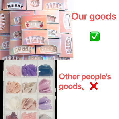 Press On Nails 288pcs Mixed Color Square - White French Stripes Brown Blue Purple Gradient Glitter Heart Leaf Oval Matte Reusable Fake Nails Holiday Manicure Kit Valentine Christmas Easter