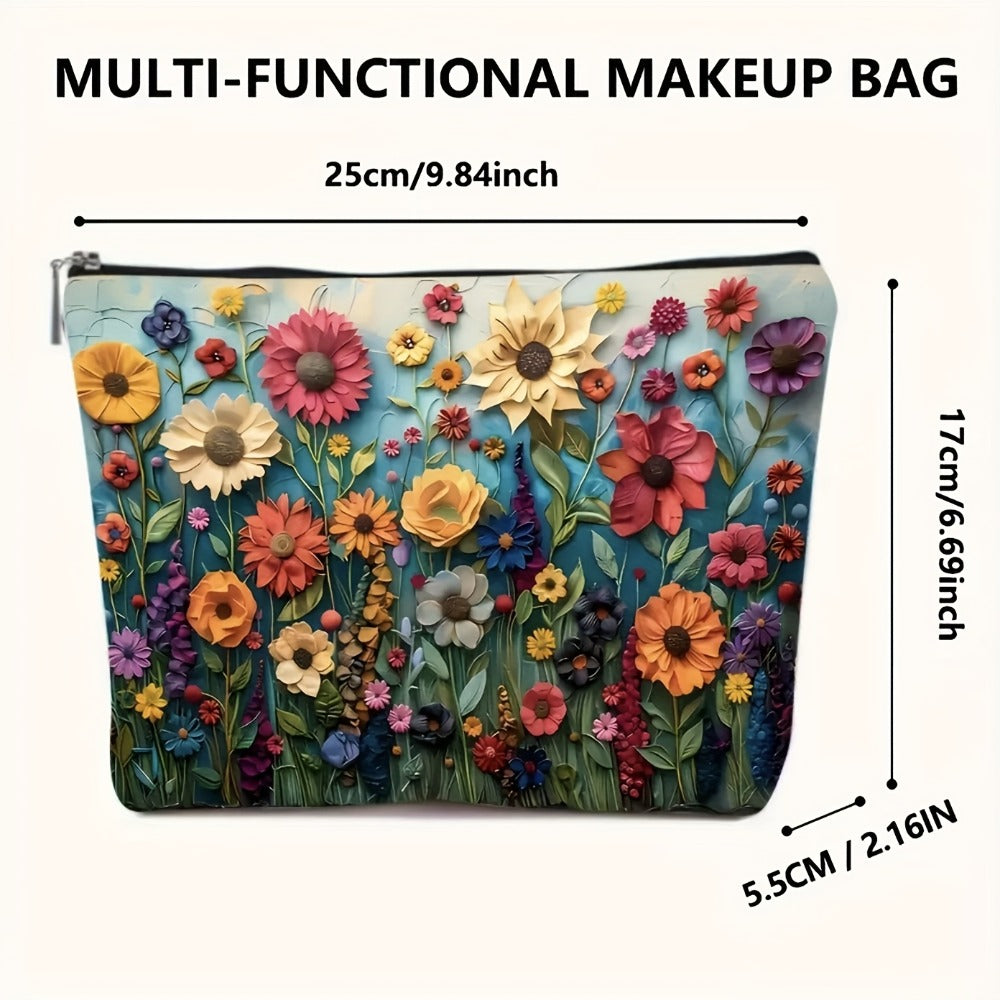 Set of 4 Versatile Makeup Bags Featuring a Daisy Floral Design, These Durable And Foldable Travel Bags Come with Zipper Closures, Making Them Perfect Gifts for Women, Sisters, Girls, Nieces, And Girlfriends for Birthdays Or Christmas