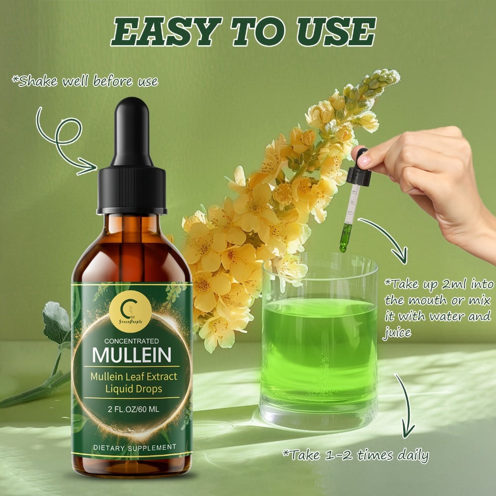 Mullein Drops For Lungs - - Mullein Leaf Liquid Tincture, Support For Respiratory, Immune, Digestive System, Natural Herbal Supplement, 2 FL OZ