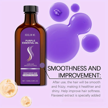 Purple Shampoo Set 3pcs — Collagen Anti-Yellowing Shampoo, Conditioner & Argan Hair Oil | Repairs Split Ends, Fixes Color & Smooths All Hair Types