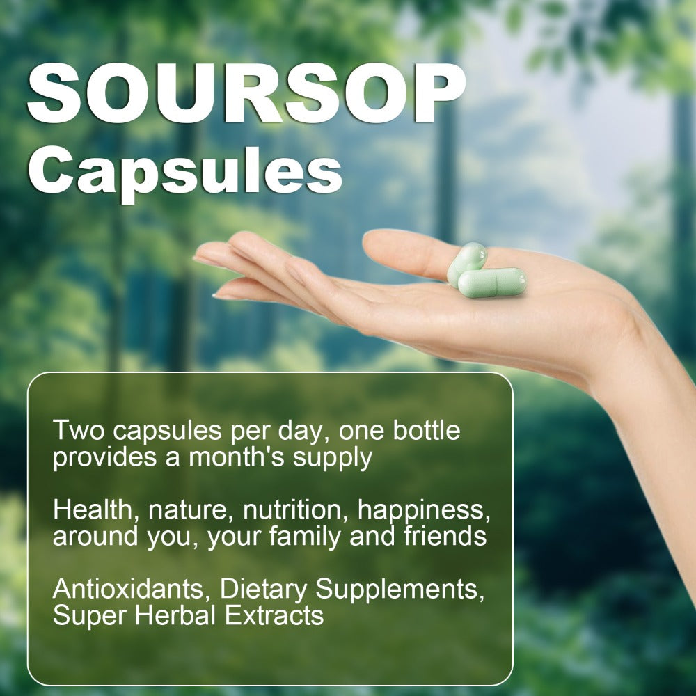 Soursop Graviola Capsules - Laboratory-tested Advanced Ingredient Blend - 24IN1 = Digestion, GUT Health, Provides Antioxidant Benefits for Man and Woman. - 60 CAPSULES
