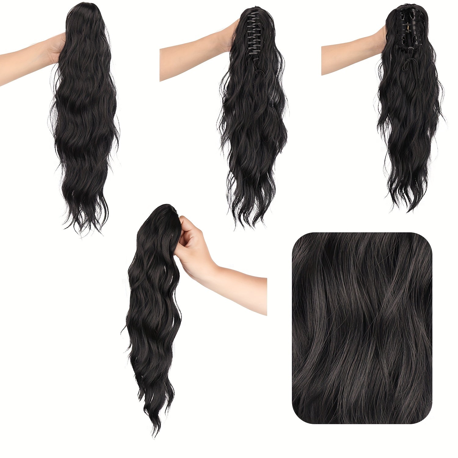 Heat-Resistant Synthetic Curly Water Wave Ponytail Wig for Women - Voluminous Multi-Color Options, Secure Clips for Daily Wear & Festive Occasions, Curly Hair Wig, Versatile Hairpiece, Stylish Hairpiece, Durable Construction, Fashion Accessory