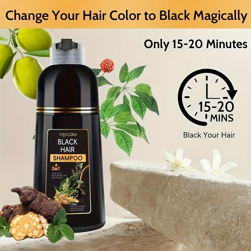 A Unisex Hair And Dye Shampoo Featuring a Three-In-One Herbal Formula, Free from Ammonia, Providing a Lasting Effect for 30 Days - 16.91 Ounces