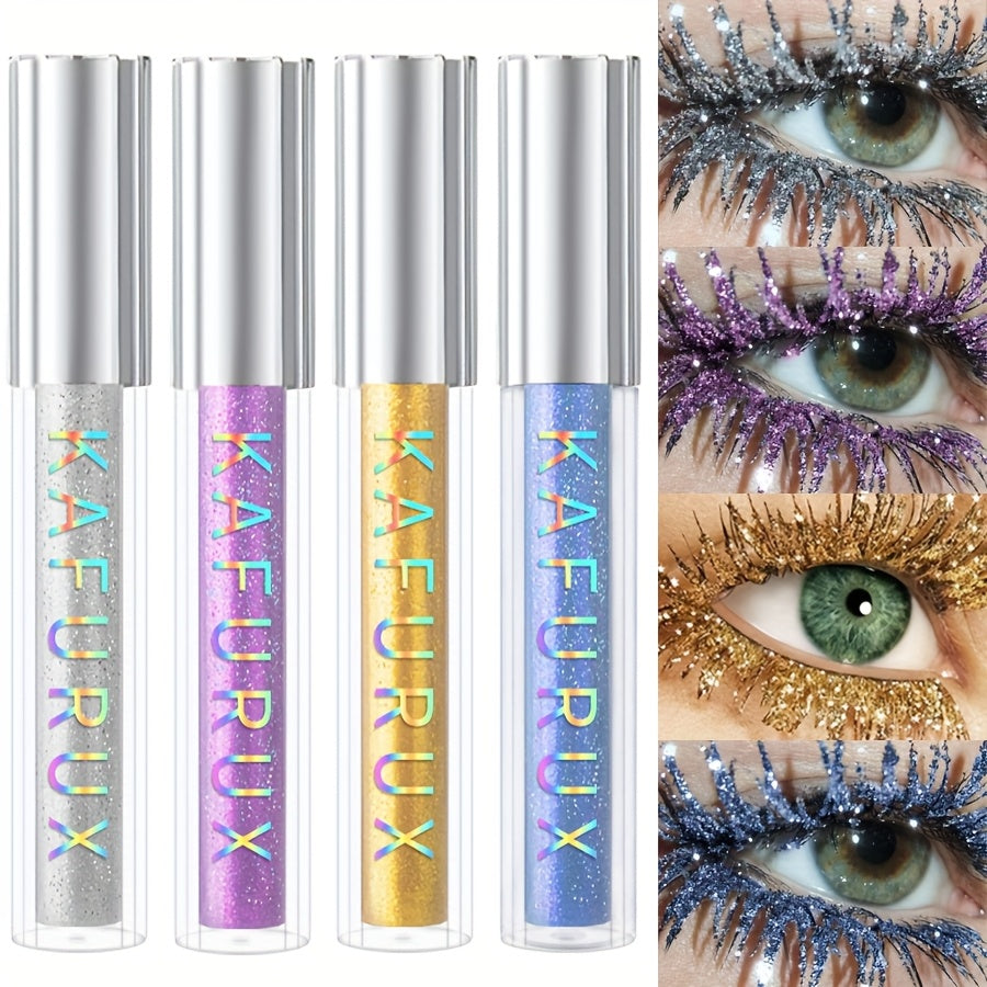 4pcs Mascara, Color, Vibrant Colors, Eye Makeup, Curled Up, Make The Eyes More Attractive, Daily Use Clubbing Or Party, Silvery, Blue, Yellow, Purple
