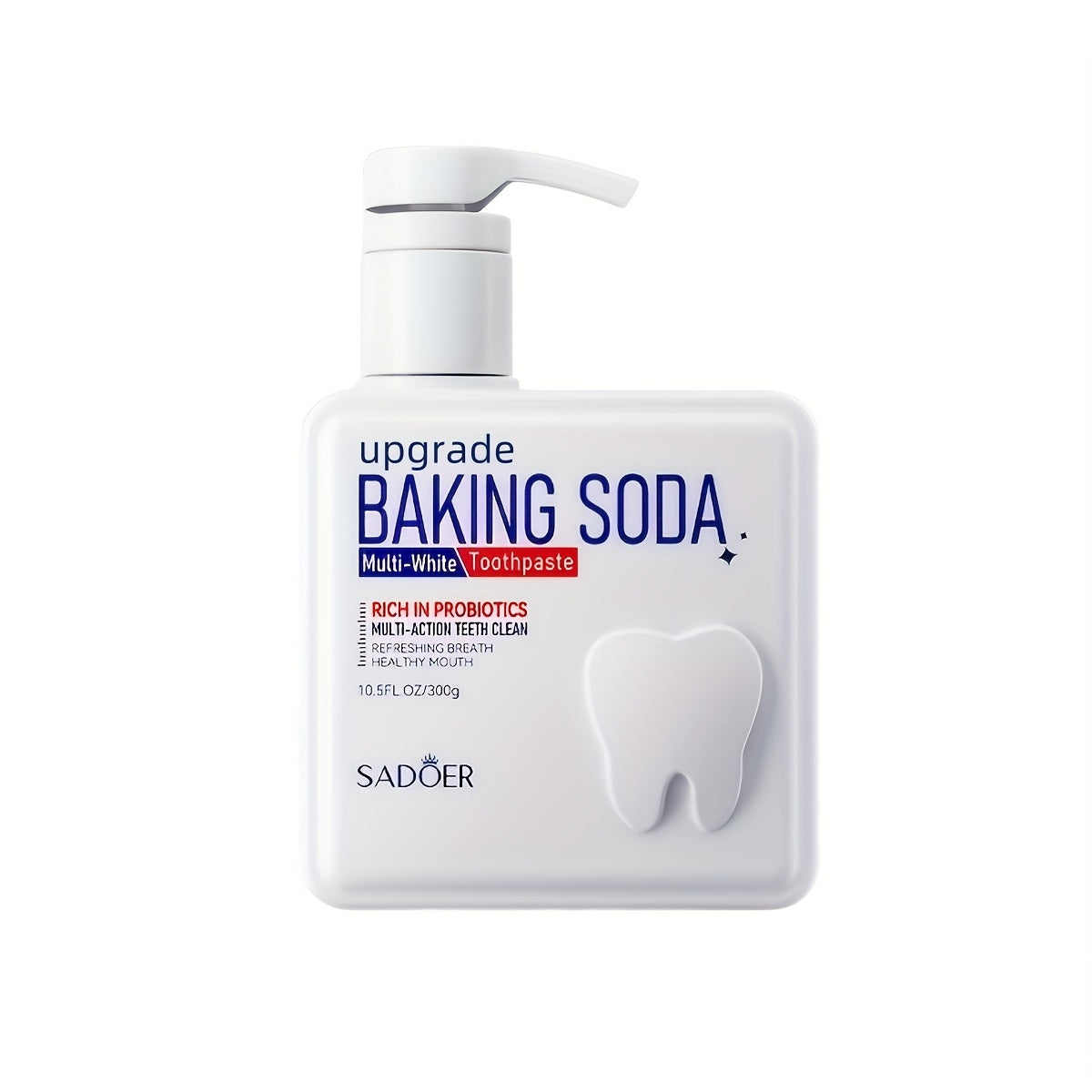 Probiotic Baking Soda Toothpaste with Pump Dispenser, 300g Large Capacity Household Toothpaste for Deep Cleaning, Whitening & Fresh Breath, Family-Size Paste for Daily Oral Care, Brightening Formula