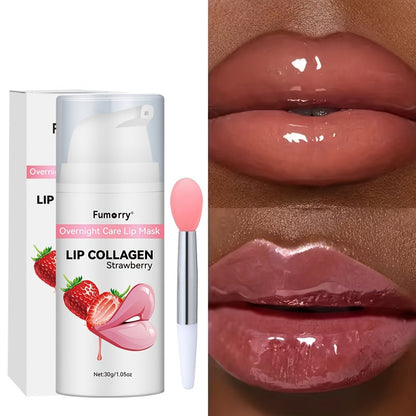 Lip Mask Overnight Collagen Plumping Moisturizing Repair Dry Cracked Lips Night Care Revitalizing Lip Treatment Protects Softens 30g 1.05oz