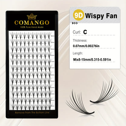 Premade Wispy Fan Lashes 120 Fans 5D 7D 9D Volume Faux Mink Eyelash Extensions Curl C D Mixed 8-15mm Fluffy Pointy Base DIY Beginner Individual Lashes Natural Look