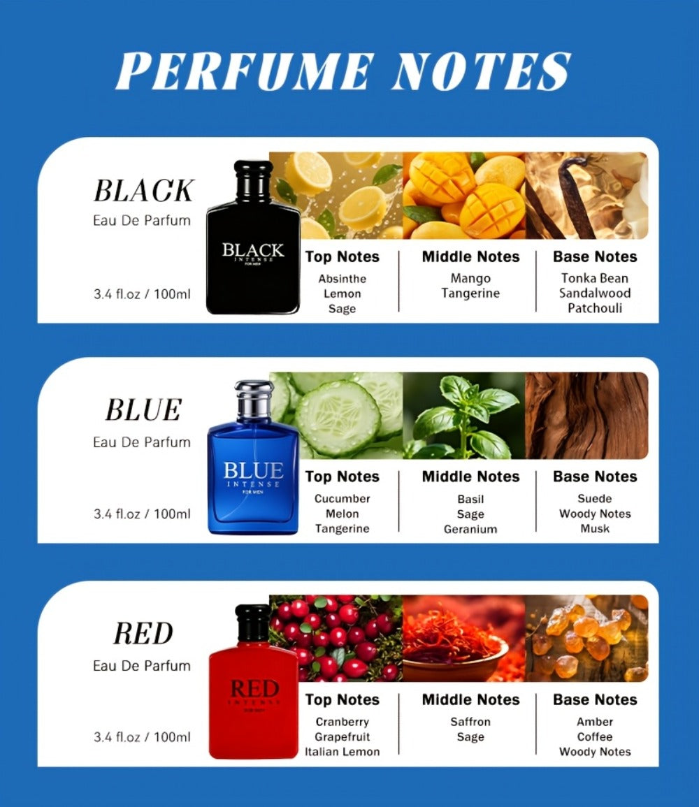 Cologne Gift Set for Men 3 Piece EDT Spray | Absinthe Lemon Sage Fragrance Long Lasting Eau de Toilette | Mini & Full Size Options Daily Dating Holiday