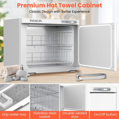 Hot Towel Warmer Cabinet 23L Holds 72 Towels, Heats to 158-176°F - Professional Salon & Spa Facial Towel Steamer for Hair Beauty, Home Use, Black & White