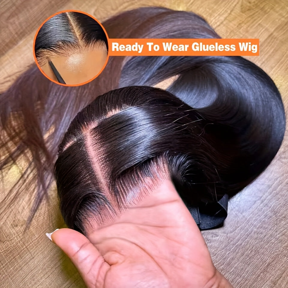 Pre Cut Glueless Wigs Real Human Hair Put on And Go Bone Straight Human Hair Wigs for Women Pre Plucked 6X4.5 Ready to Wear Instantly Without Glue 3 Seconds to Wear Glueless Wig 200 Density Transparent Lace Front Human Hair Wigs Halloween Costume