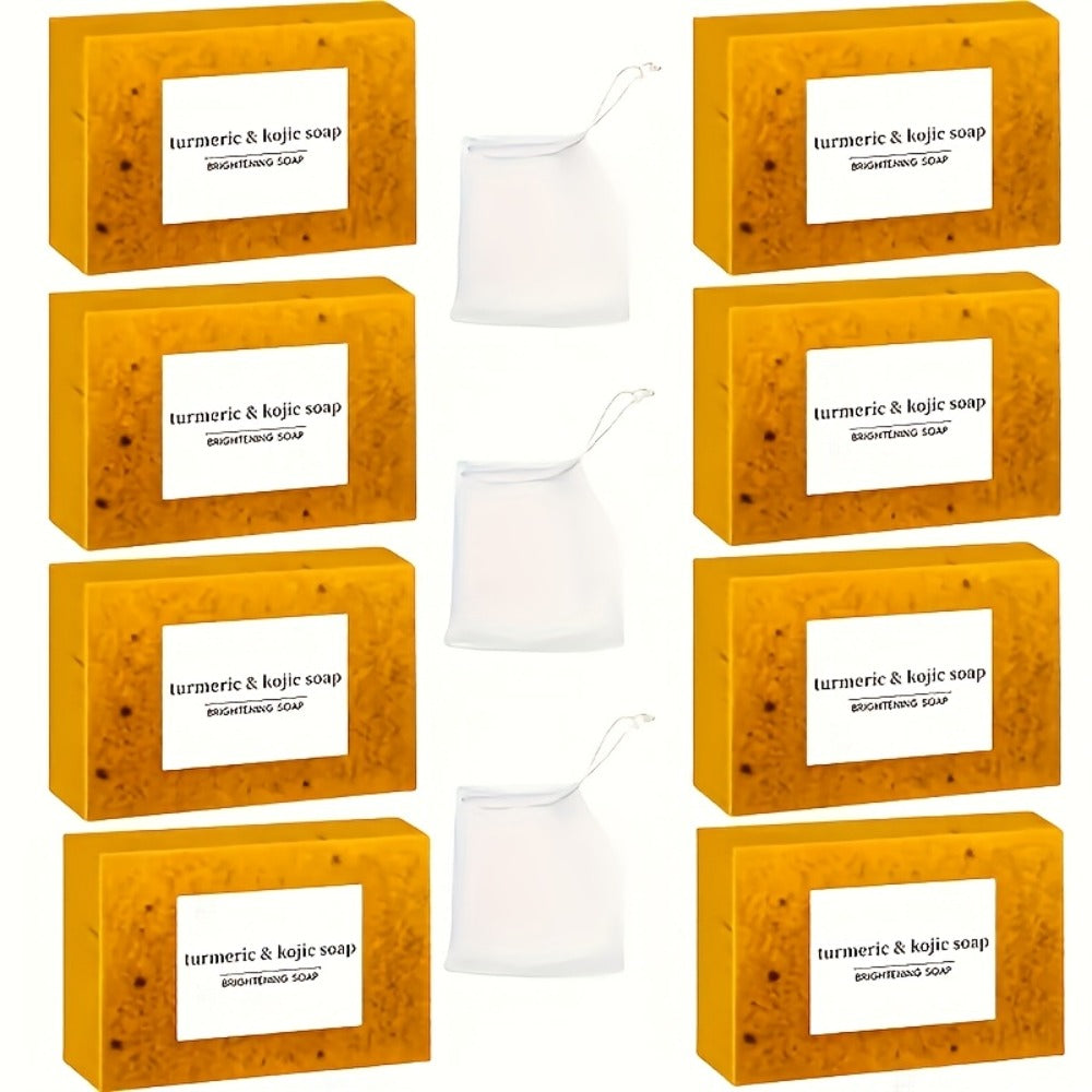 Turmeric Kojic Acid Soap Handmade Cold Process Lemon Brightening Bar for Face Body Deep Cleanse Hydrate All Skin Types Gift Set 6 12pcs
