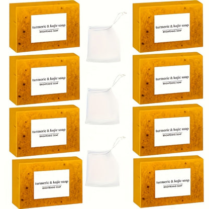 Turmeric Kojic Acid Soap Handmade Cold Process Lemon Brightening Bar for Face Body Deep Cleanse Hydrate All Skin Types Gift Set 6 12pcs