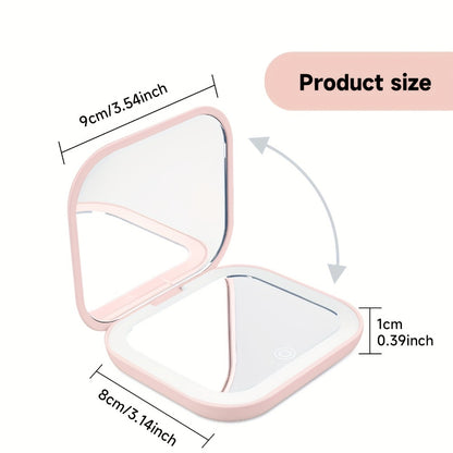LED Lighted Handheld Mirror Double-Sided Foldable Animal Theme - 3 Brightness Settings USB Rechargeable Portable Makeup Mirror for Travel Women Girls