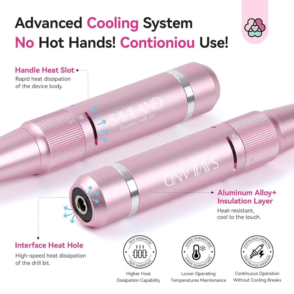 Professional Nail Drill 40000 RPM Rechargeable Electric Nail Drill Machine with 4000mAh Battery LCD Display Ceramic Drill Bits Sanding Bands for Acrylic Gel Nails Salon Home Use