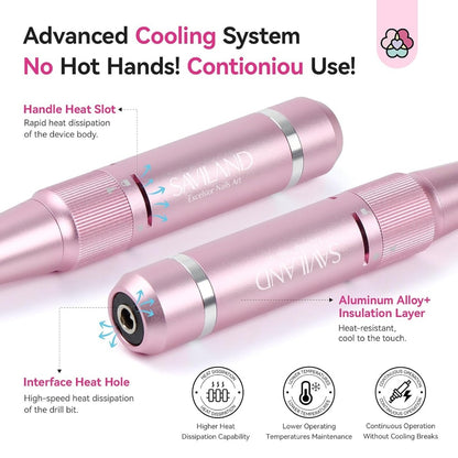 Professional Nail Drill 40000 RPM Rechargeable Electric Nail Drill Machine with 4000mAh Battery LCD Display Ceramic Drill Bits Sanding Bands for Acrylic Gel Nails Salon Home Use