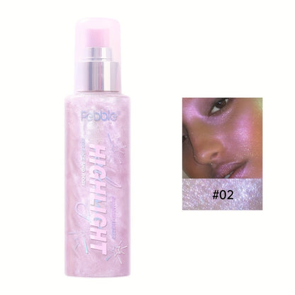 Glitter Spray for Body Face Hair Long-Lasting Luminous Shimmer Spray Lightweight Non-Greasy Radiant Glow Makeup for Festival Party Everyday Wear 4 Shades