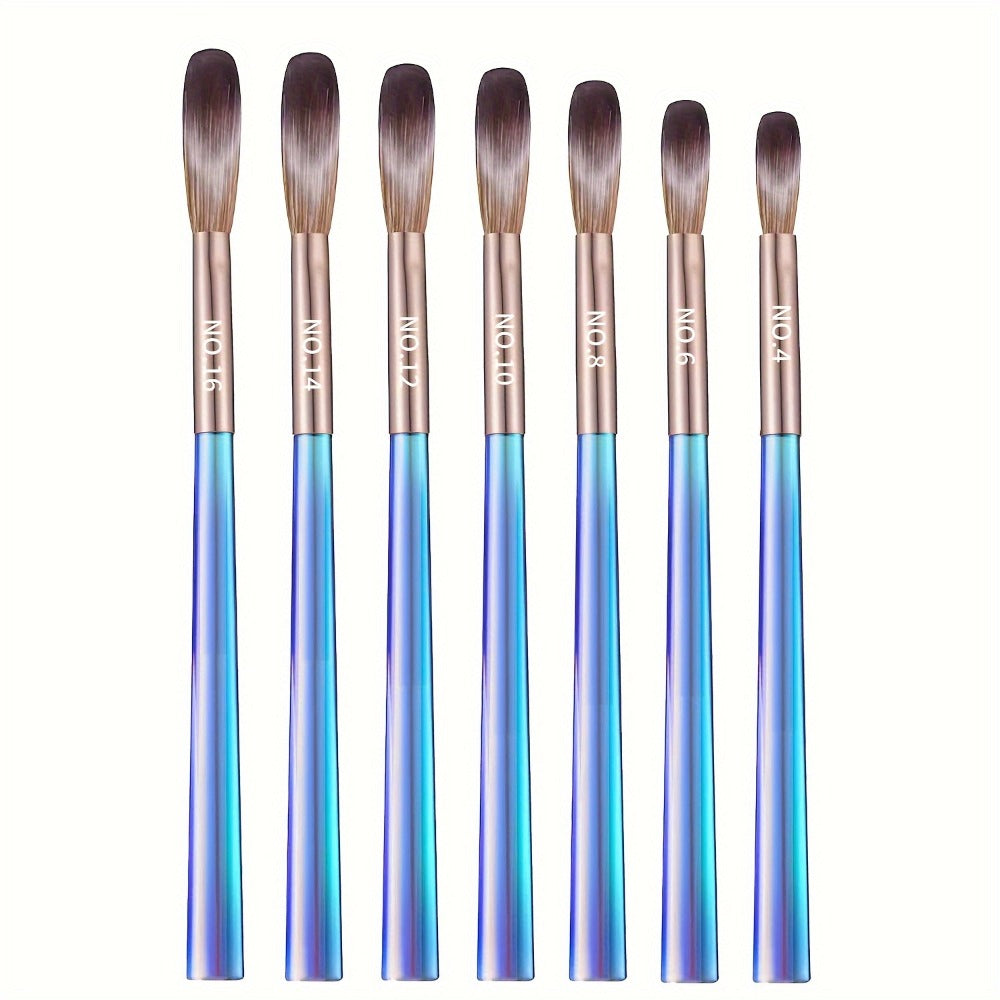 Aurora Blue Nail Art Brush Set, 7pcs Acrylic Nail Design Painting and Sculpting Tools, Professional Nail Art Pens for Decoration and Embellishment, Formaldehyde-Free