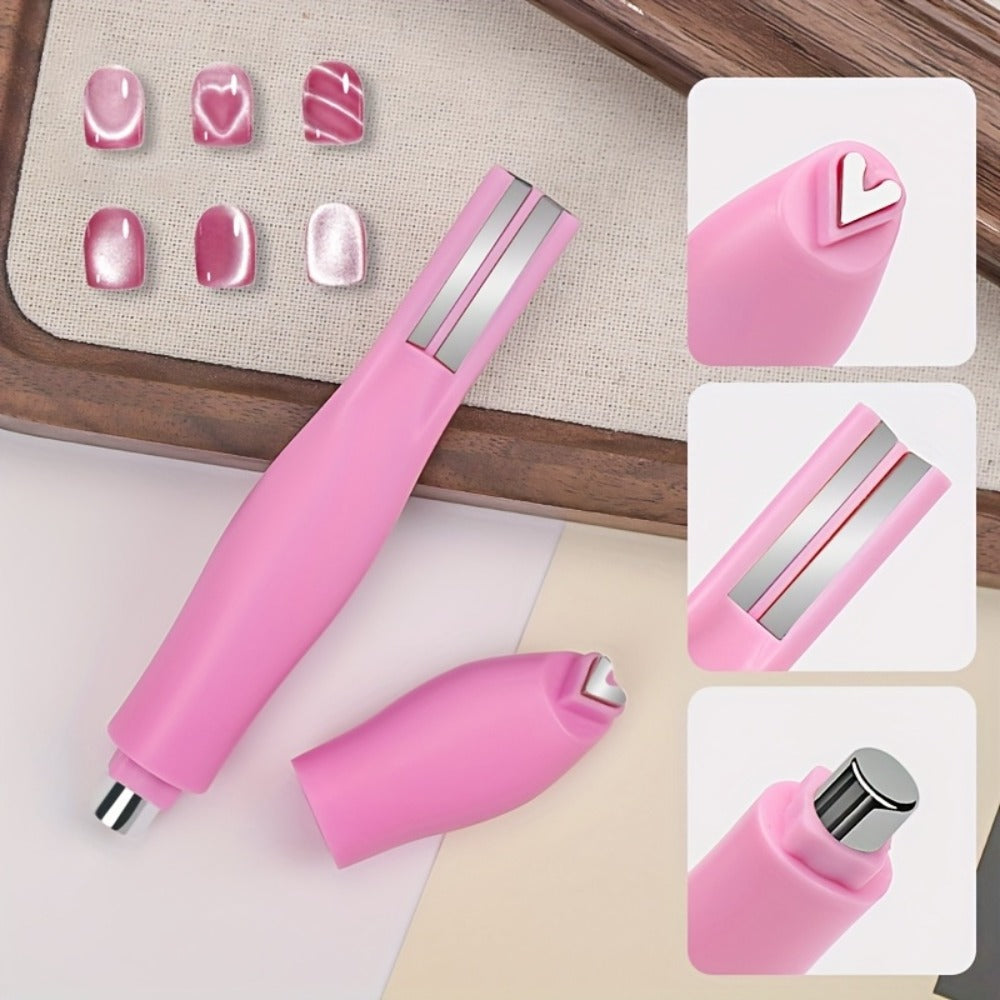 3pcs Nail Art Magnet Set - Pink 6-in-1 for cat Eye, Versatile Magnet Tool For Cat Eye Polish Heart Shaped Round Multifunctional Accessories For Studio Home Salon