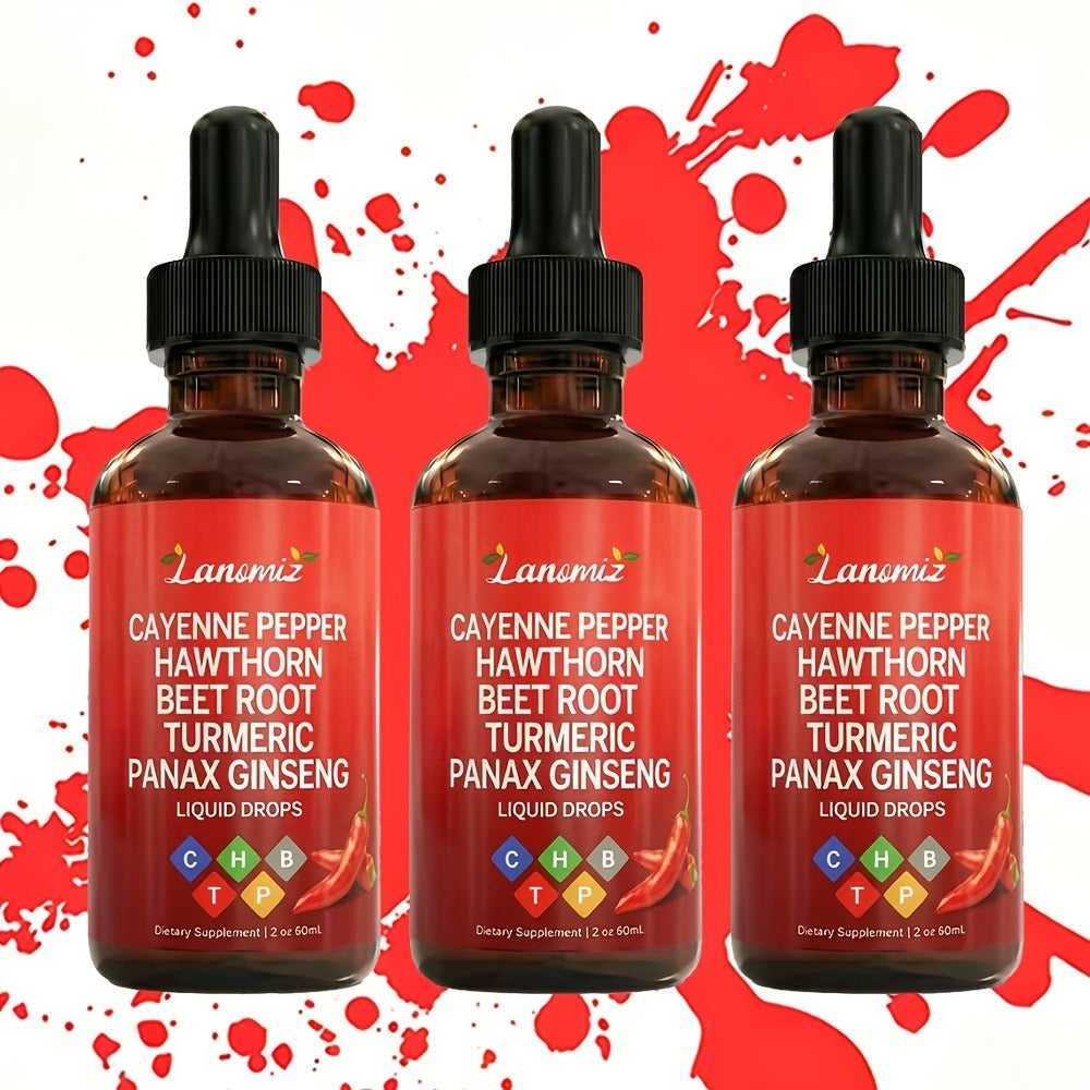 [Father's Day Special] Cayenne Pepper Supplement Liquid Drops, All-in-One Liquid Supplement with Cayenne, Beet Root, Turmeric, Hawthorn, Ginseng & Ceylon Cinnamon. 2fl.oz Daily Health Drops. Allergy-Friendly & Unisex. Father's Day Special, Local Warehouse