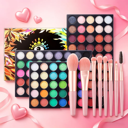 120 Color Christmas Eye Shadow with 8 Makeup Brushes Multi-color Eye Shadow Palette Stage Makeup Cosplay Pearlescent Matte Multi-color Eye Shadow Winter Makeup Valentines Day Gifts