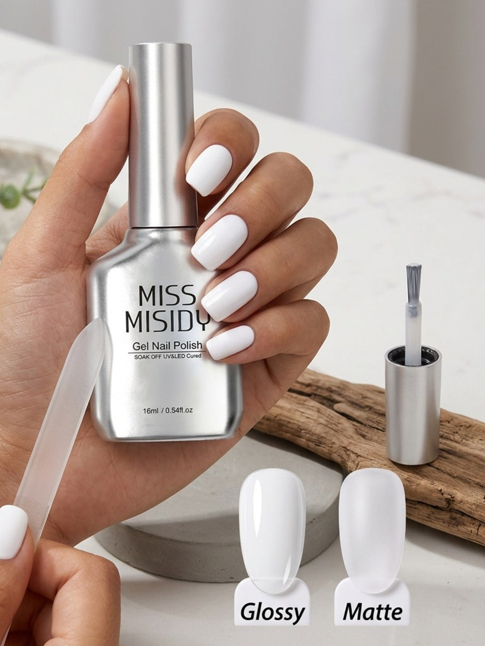 MISS MISIDY 0.54oz Pure Black & White Gel Nail Polish - Odorless, Durable Manicure & Pedicure Solution, Easy Application for Professional End, Nail Gel Polish, Essential for Manicure, Elegant Nail Design, Scentless Formula