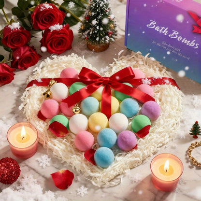 Bath Bombs Gift Set 24pcs Handmade Bubble Bath Fizzes with Essential Oils Moisturizing Spa Bath Bombs for Women Gift for Wife Girlfriend Sister Birthday Christmas Valentine Anniversary