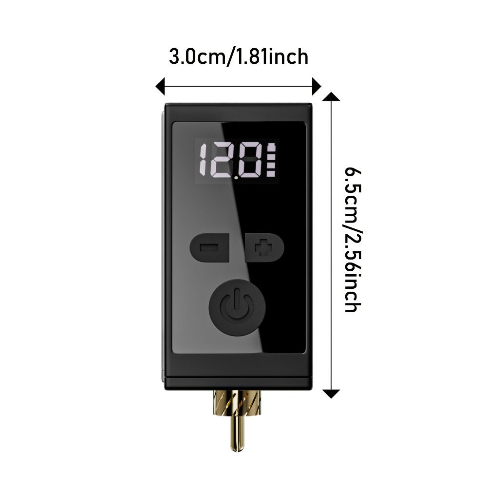 Wireless Tattoo Battery Power Supply 1450mAh — Neebol WX-1 Plus RCA, LED Display, 12V Boost Mode, 6-Hour Runtime, USB-C Charging, for Rotary Machines & PMU Pens
