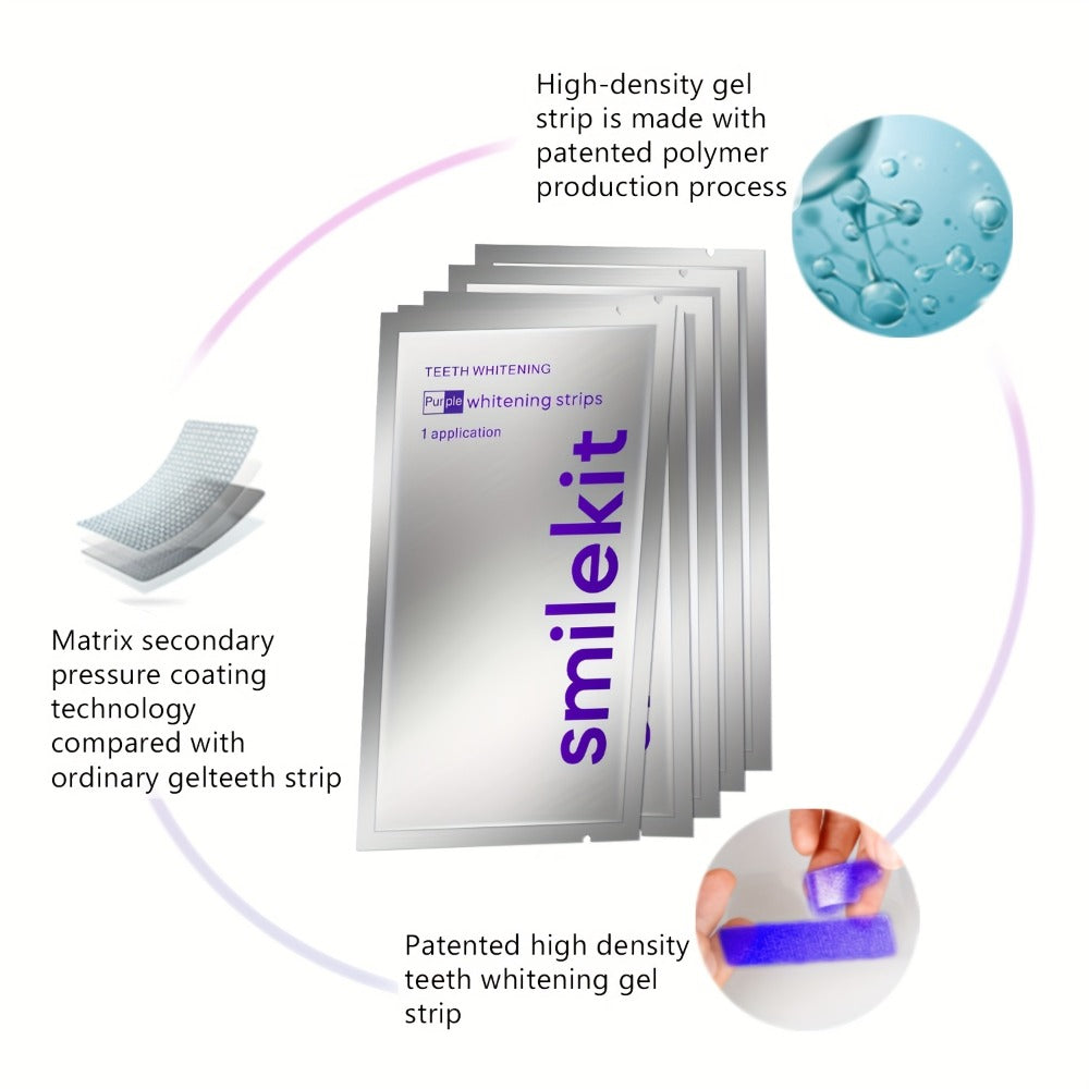 Teeth Strips, 14 Applications, Purple Tooth, Combining and Colour Correction, Teeth Kit, Strips, Peroxide Free ( First Choice Gift for Valentine's Day or Father's Day)
