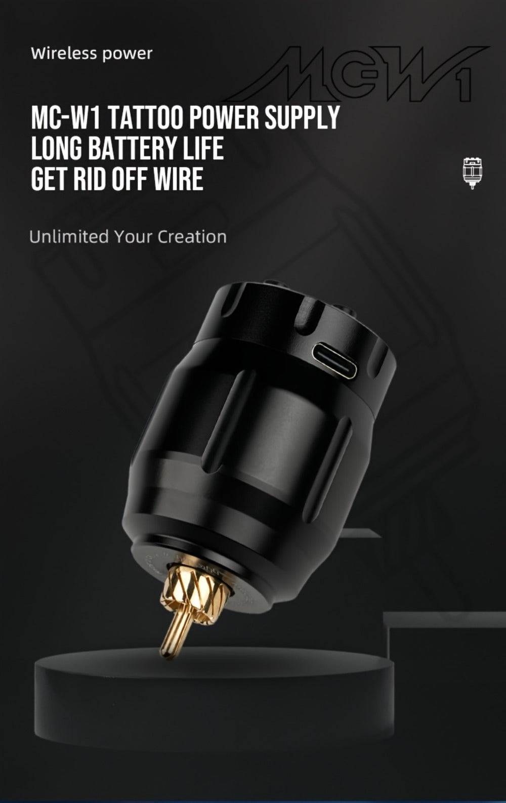 Wireless Power Supply for Tattoos, Featuring a Portable Rechargeable Motor Without Cords, Equipped with an LED Digital Display And RCA Connector, Designed for Rotary Tattoo Machines And Makeup Tools