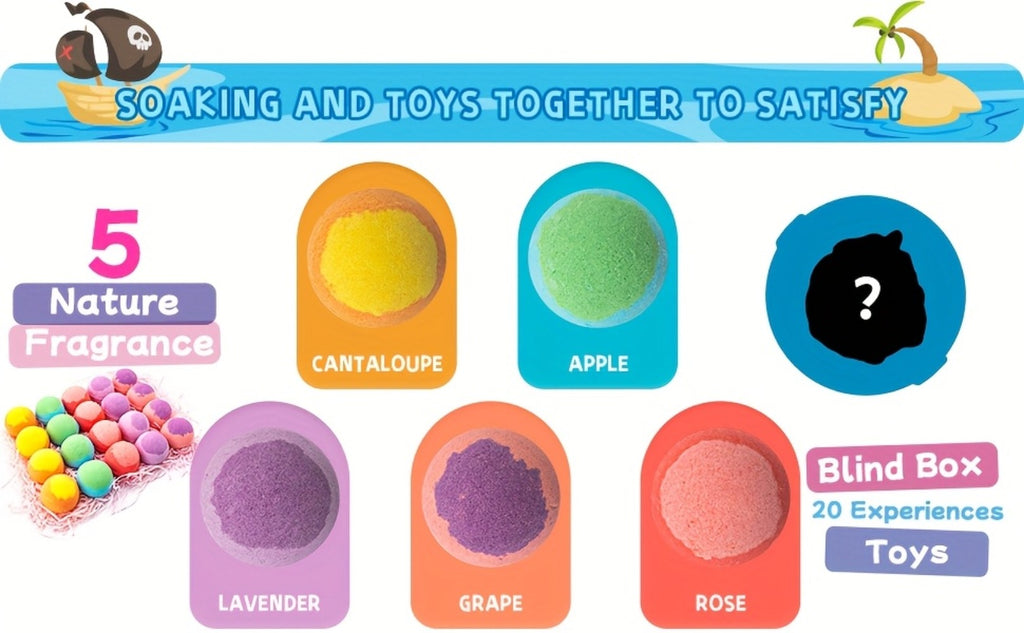 20pcs Bath Bombs with Surprise Inside - Colorful Animal & Ocean Theme, Lavender Scent, Educational Toys for Bath Time, Birthday & Easter Gifts for, Bath Toys, Playful Design, Durable Packaging