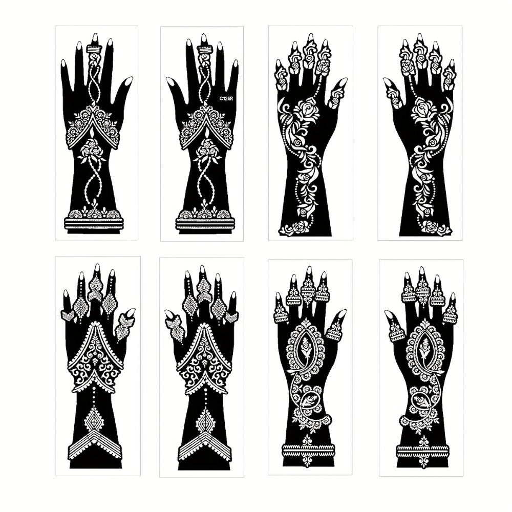 Set of 8 Temporary Tattoo Stencils Featuring Vintage Ramadan Designs, Perfect for Brides, Valentine'S Day, New Year Celebrations, And Body Art