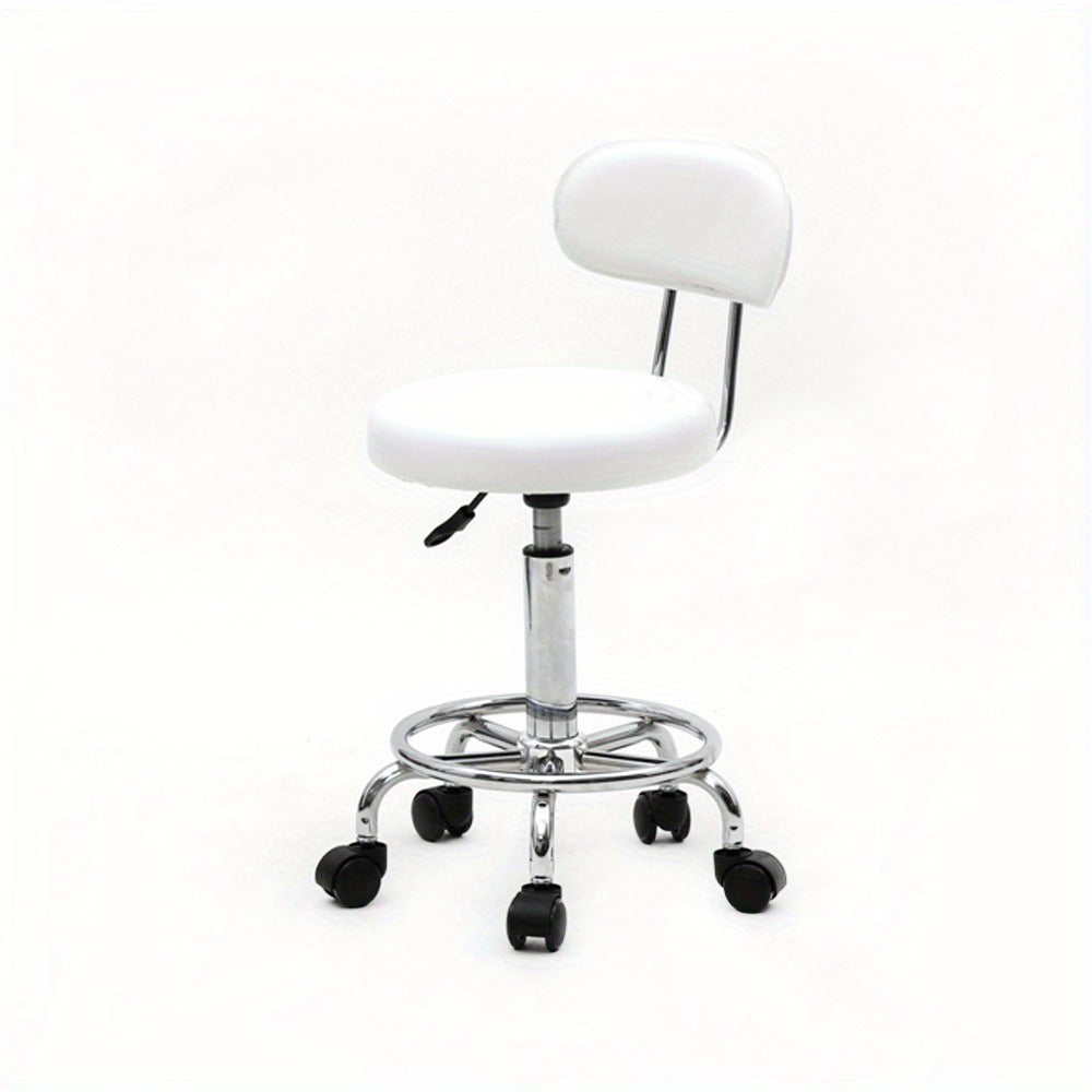 360-Degree Round Salon Stool with Backrest And Lines, Professional Adjustable Height Salon Stool, Modern Bar Stool Swivel, Armless Bar Chair for Kitchen, Dining Room, Living Room, Bistro, Spa